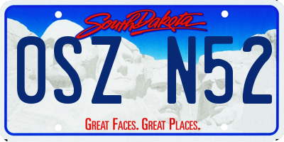 SD license plate 0SZN52