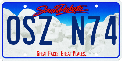 SD license plate 0SZN74
