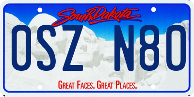 SD license plate 0SZN80
