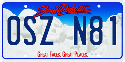 SD license plate 0SZN81
