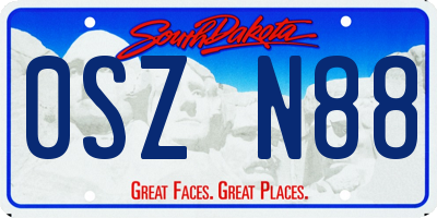 SD license plate 0SZN88
