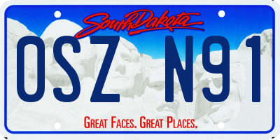 SD license plate 0SZN91