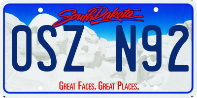SD license plate 0SZN92