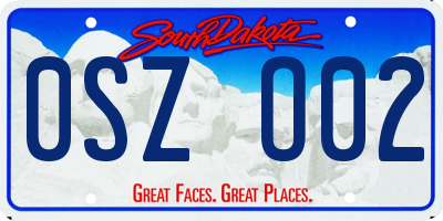 SD license plate 0SZO02