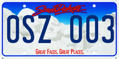 SD license plate 0SZO03