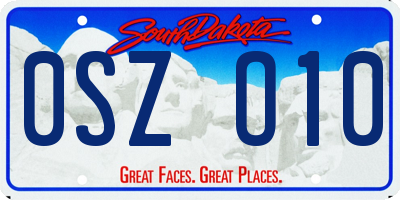 SD license plate 0SZO10