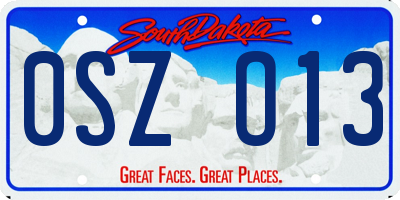 SD license plate 0SZO13