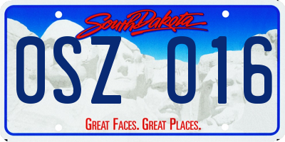 SD license plate 0SZO16