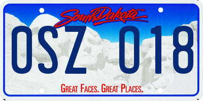 SD license plate 0SZO18