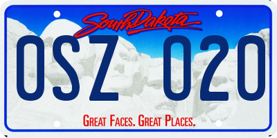 SD license plate 0SZO20