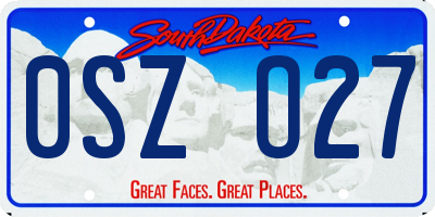 SD license plate 0SZO27