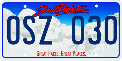 SD license plate 0SZO30