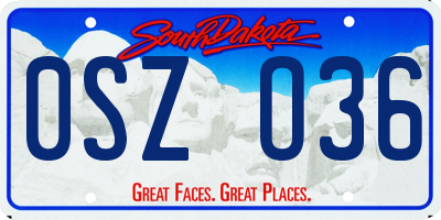 SD license plate 0SZO36