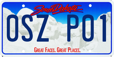 SD license plate 0SZP01