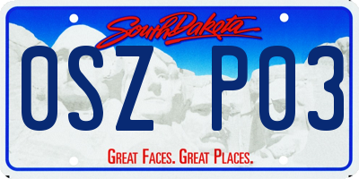 SD license plate 0SZP03