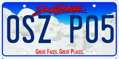 SD license plate 0SZP05