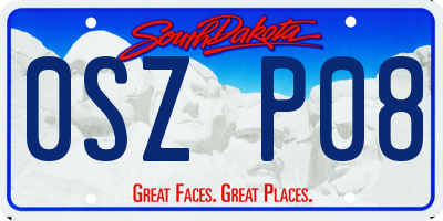 SD license plate 0SZP08