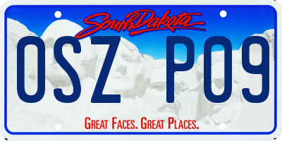 SD license plate 0SZP09