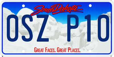 SD license plate 0SZP10