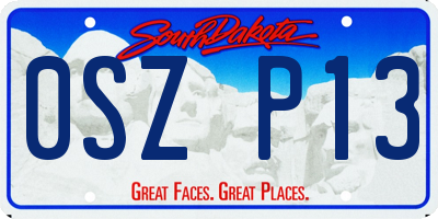 SD license plate 0SZP13