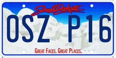 SD license plate 0SZP16