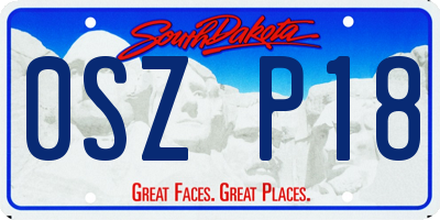 SD license plate 0SZP18