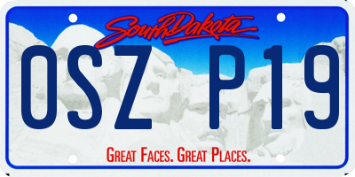 SD license plate 0SZP19