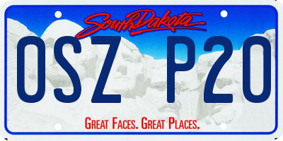 SD license plate 0SZP20