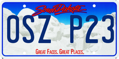 SD license plate 0SZP23