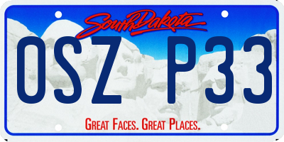SD license plate 0SZP33