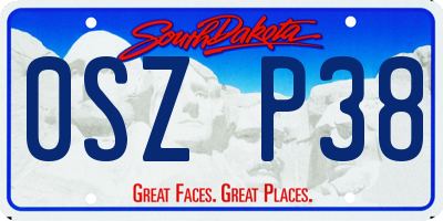 SD license plate 0SZP38