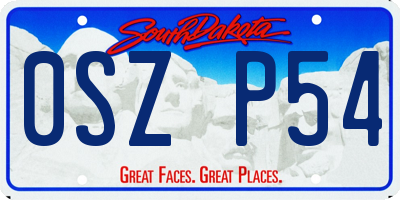 SD license plate 0SZP54