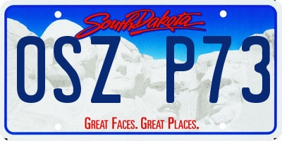 SD license plate 0SZP73