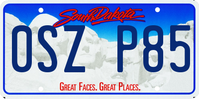 SD license plate 0SZP85