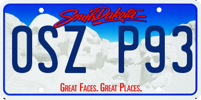 SD license plate 0SZP93