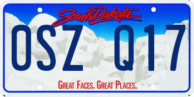 SD license plate 0SZQ17