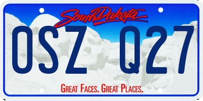 SD license plate 0SZQ27