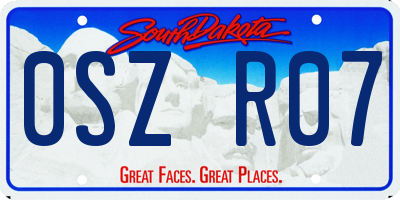 SD license plate 0SZR07
