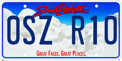 SD license plate 0SZR10