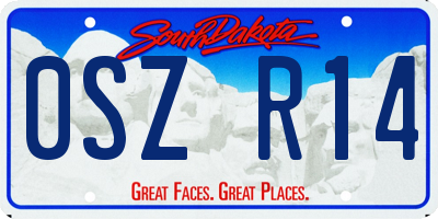 SD license plate 0SZR14