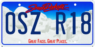 SD license plate 0SZR18