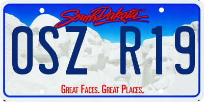 SD license plate 0SZR19