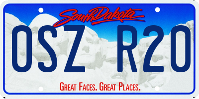 SD license plate 0SZR20