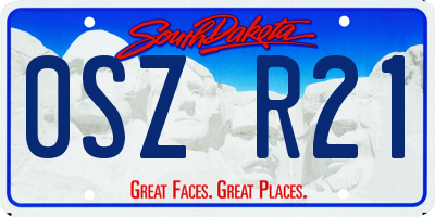 SD license plate 0SZR21