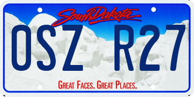 SD license plate 0SZR27