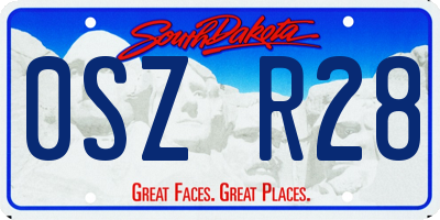 SD license plate 0SZR28