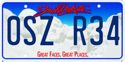 SD license plate 0SZR34