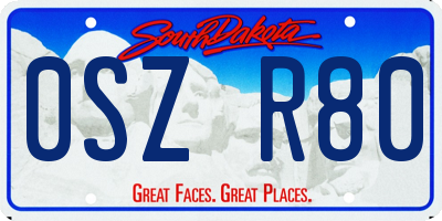 SD license plate 0SZR80