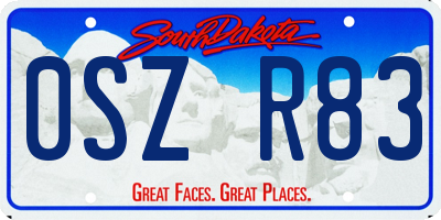 SD license plate 0SZR83