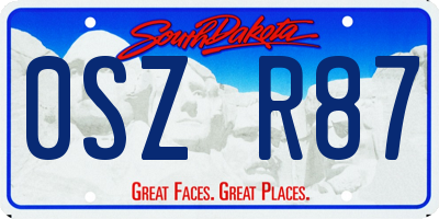 SD license plate 0SZR87
